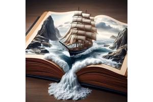 nr 16 Diamond Painting schip open boek 50x40cm (vierkant)