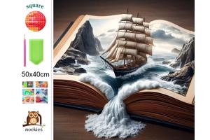 nr 16 Diamond Painting schip open boek 50x40cm (vierkant)