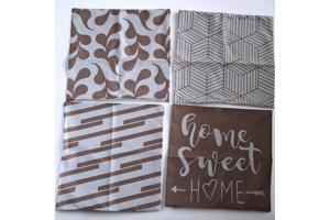 Set van 4 kussenhoezen bruin home sweet home 45x45cm