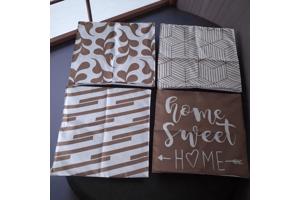 Set van 4 kussenhoezen bruin home sweet home 45x45cm