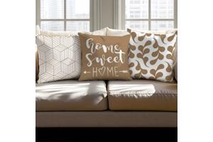 Set van 4 kussenhoezen bruin home sweet home 45x45cm