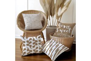 Set van 4 kussenhoezen bruin home sweet home 45x45cm