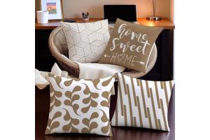 Set van 4 kussenhoezen bruin home sweet home 45x45cm