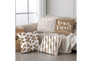 Set van 4 kussenhoezen bruin home sweet home 45x45cm