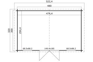 Tuinhuis-Blokhut Udo 300: 480 x 300 cm