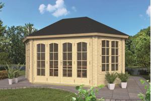 Blokhut - Tuinhuis Gudrun | 44 mm | vuren onbehandeld