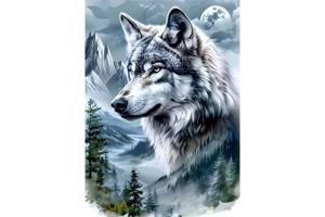 nr 79 Diamond Painting winter wolf 50x40cm (rond)