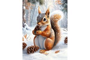 nr 41 Diamond Painting Eekhoorn 50x40cm (vierkant)