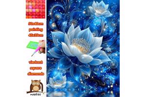 50x40cm Diamond Painting bloemen blauw (vierkant) nr 26