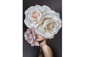 nr 2015 Diamond Painting vrouw rozen 50x40cm (rond)