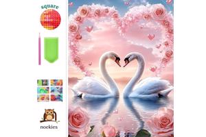 nr 48 Diamond Painting Zwanen 50x40cm (vierkant)