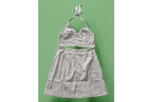 2 delige zomer set rok + top geruit groen L 40/42