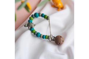 Speenkoord dino turquoise khaki