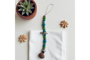 Speenkoord dino turquoise khaki