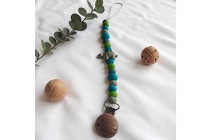 Speenkoord dino turquoise khaki