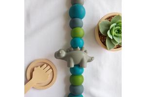 Speenkoord dino turquoise khaki