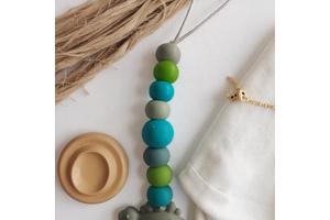 Speenkoord dino turquoise khaki