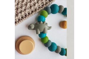 Speenkoord dino turquoise khaki