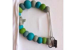 Speenkoord dino turquoise khaki