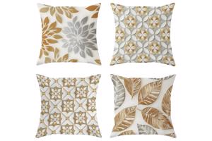 Set van 4 kussenhoezen grijs wit goud 40x40cm