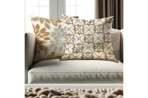 Set van 4 kussenhoezen grijs wit goud 40x40cm