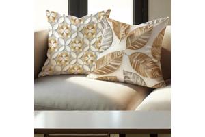 Set van 4 kussenhoezen grijs wit goud 40x40cm