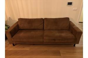 Bank WOOOD 230cm breed bruin velours stof