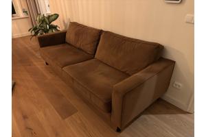 Bank WOOOD 230cm breed bruin velours stof