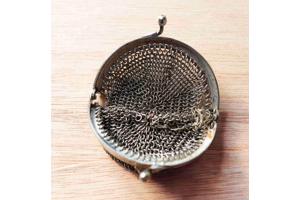 Antiek maliënkolder portemonnee mesh metaal zeldzame vondst