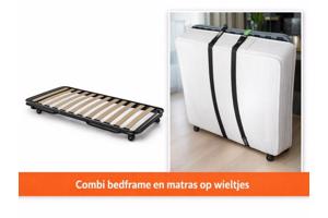 (BIJNA) GRATIS bed + goed matras +wieltjes, poten inklapbaar