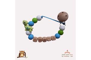 nr 5 noekies naam speenkoord dino groen blauw wit