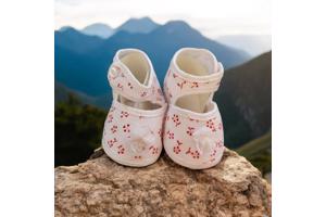 Junior Joy Babyschoenen Newborn Wit Met Rode Bloemetjes