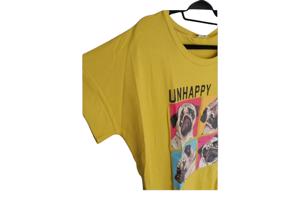 Shirt jurk Unhappy honden opdruk geel S