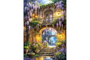 nr 72 Diamond Painting sprookjes stad 50x40cm (vierkant)