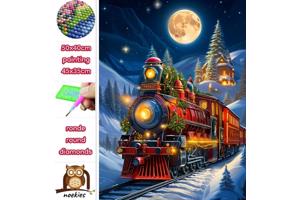 50x40cm Diamond Painting kerst trein (rond) nr 75