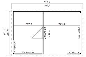 Tuinhuis-Blokhut Domeo 3 set:  508,8 x 321,9cm ---PROMOTIE