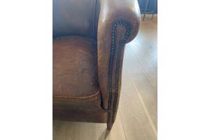 Engelse/Britse Wingchair & Schapenlederen Stoel