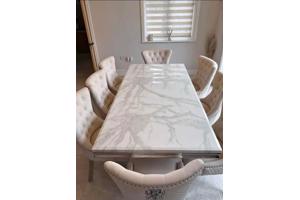 Marble dining table and 8 chairs