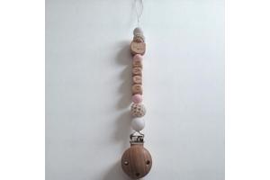 Gepersonaliseerde naam speen koord beertje lichtroze