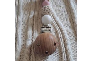 Gepersonaliseerde naam speen koord beertje lichtroze