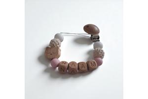 Gepersonaliseerde naam speen koord beertje lichtroze