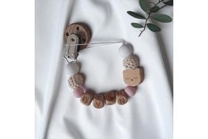 Gepersonaliseerde naam speen koord beertje lichtroze