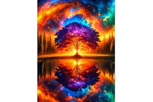 50x40cm Diamond Painting spiegel boom (vierkant) nr 67