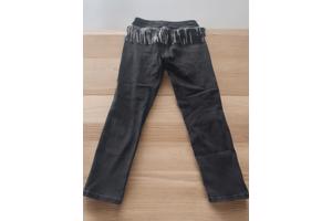 Country skinny jeans met sliertjes grijs zwart zilver L