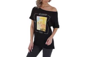 Glo-story t-shirt 1995 zwart glamour glitter one size