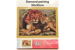 Diamond Painting set Leeuw met welpen 20x30cm