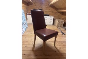 Set van 6 bruine/cognac leren eetkamerstoelen