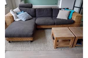 Hoekbank  160x280cm met rotan basis