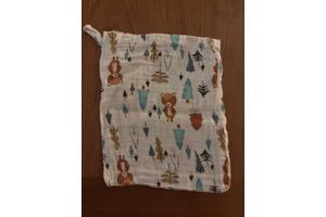 Stoffen mini bag met rijgkoord en beren kinder washand katoe