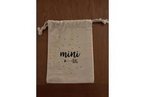 Stoffen mini bag met rijgkoord en beren kinder washand katoe